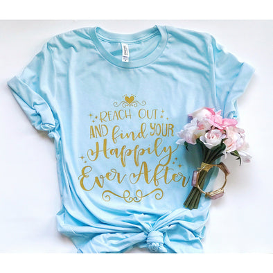 Happily Ever After Crew Neck Tee, Gold Shimmer--Painted Lavender