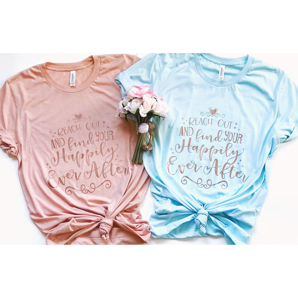 Happily Ever After Crew Neck Tee, Rose Gold--Painted Lavender
