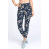 High Waist Navy Blossom Athletic Capri Leggings-Painted Lavender