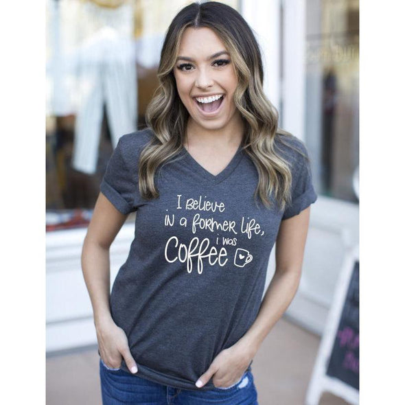 I Believe In a Former Life I Was Coffee Gilmore Girls Tshirt--Painted Lavender