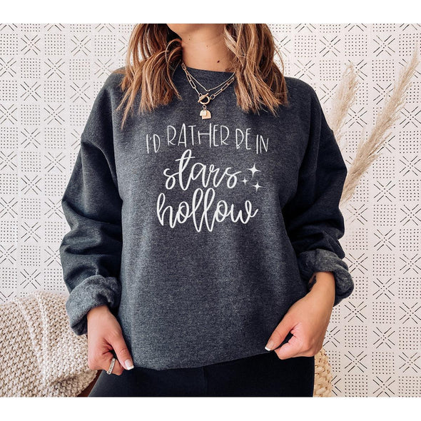I'd Rather Be In Stars Hollow Crewneck Sweatshirt-Painted Lavender