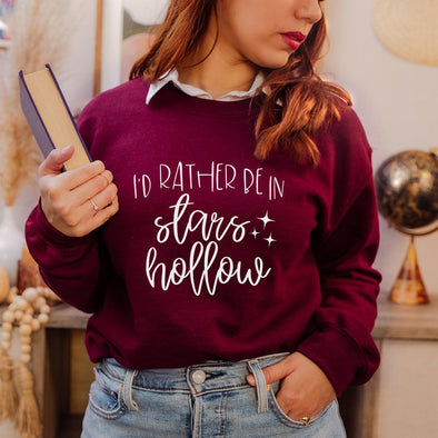 I'd Rather Be In Stars Hollow Crewneck Sweatshirt-Painted Lavender