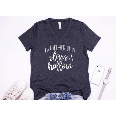 I'd Rather Be In Stars Hollow Vneck Tee-Painted Lavender