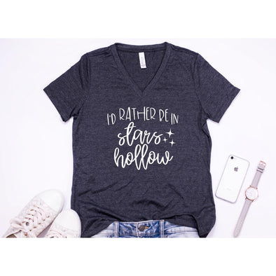 I'd Rather Be In Stars Hollow Vneck Tee--Painted Lavender