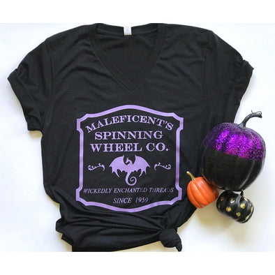 Maleficent's Spinning Wheel Co Vneck Tee, Metallic Shimmer--Painted Lavender