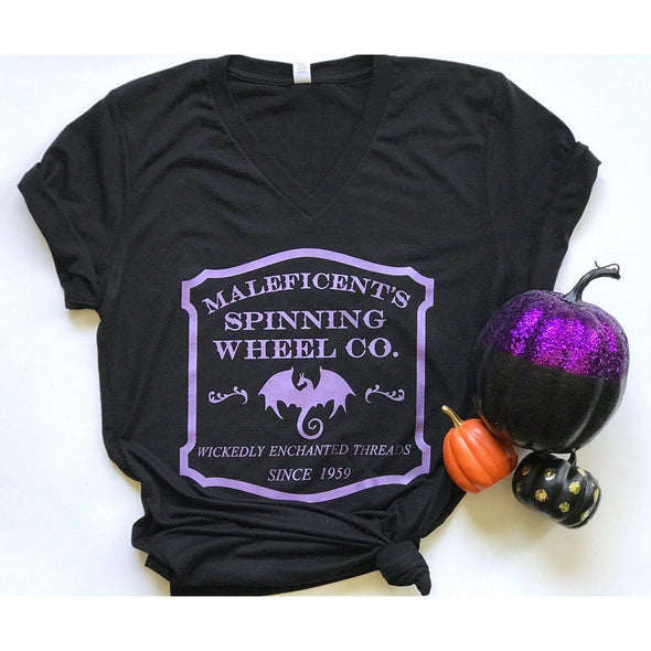 Maleficent's Spinning Wheel Co Vneck Tee, Metallic Shimmer--Painted Lavender