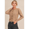 Mocha Pointelle Knit Cardigan-Painted Lavender