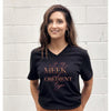 Outlander Shirt - Not The Meek And Obedient Type Vneck Tee with Rose Gold Shimmer--Painted Lavender