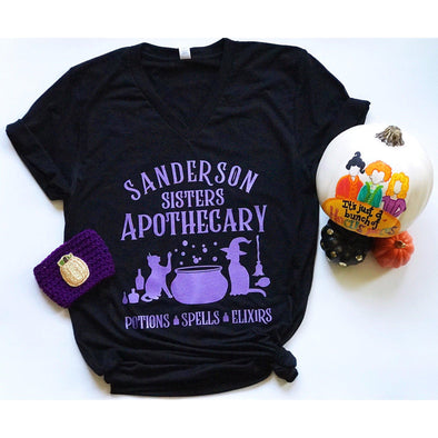 Sanderson Sisters Apothecary Vneck Tee, Metallic Purple-Painted Lavender