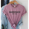 Sassenach Est 1743 Outlander Tee - Black Print-Painted Lavender