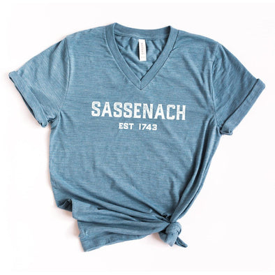 Sassenach Est 1743 Vneck Tee--Painted Lavender