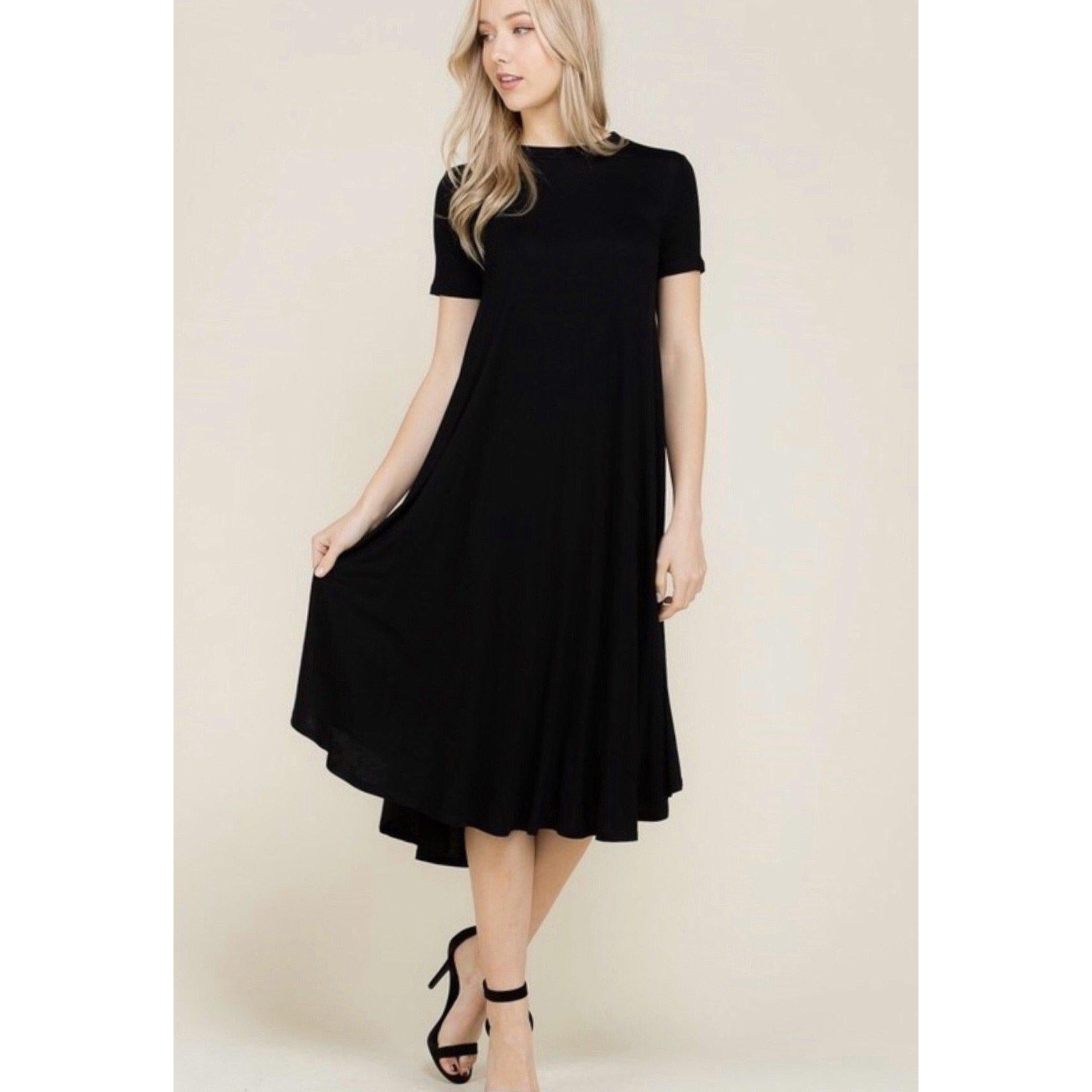 Skylar Trapeze Midi Dress - Black - S Skylar Trapeze Midi Dress - Black - S