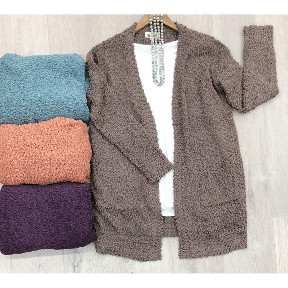 Soft Bliss Popcorn Cardigan - Plum-Cardigan-Painted Lavender