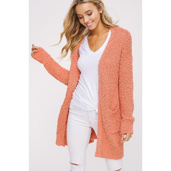 Soft Bliss Popcorn Cardigan - Terracotta-Cardigan-Painted Lavender