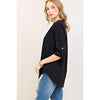 The Caroline Roll Tab Tunic Blouse, Black--Painted Lavender