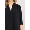The Caroline Roll Tab Tunic Blouse, Black--Painted Lavender