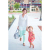 The Caroline Roll Tab Tunic Blouse, Ivory--Painted Lavender