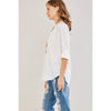 The Caroline Roll Tab Tunic Blouse, Ivory--Painted Lavender