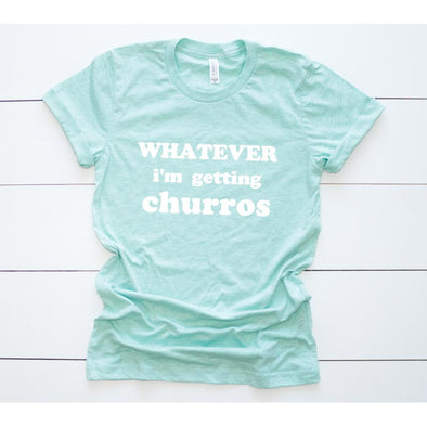 Whatever I'm Getting Churros Crew Neck Tee--Painted Lavender