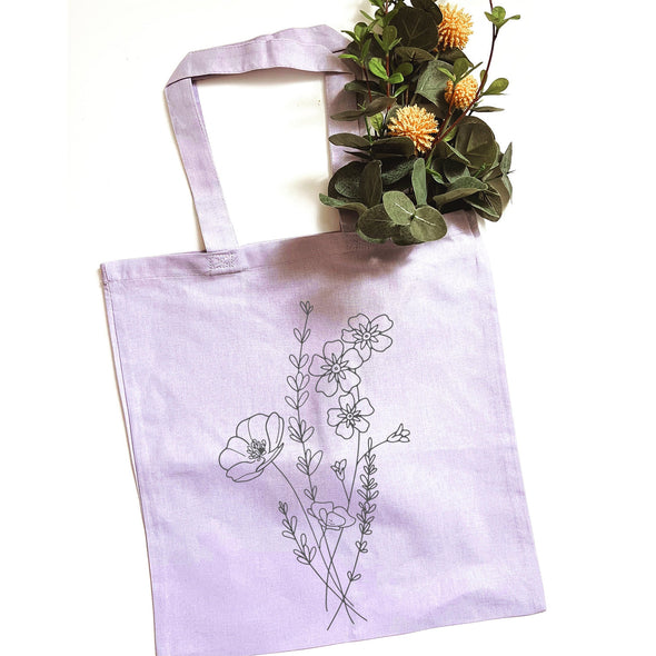 Wildflower Tote Bag - Lavender--Painted Lavender