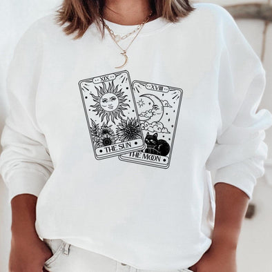Tarot Cards Celestial Crewneck Sweatshirt-Painted Lavender
