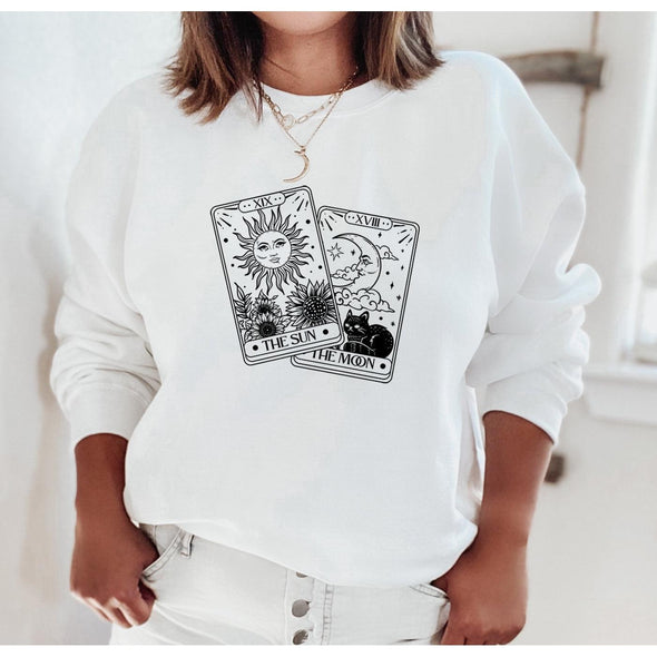 Tarot Cards Celestial Crewneck Sweatshirt-Painted Lavender