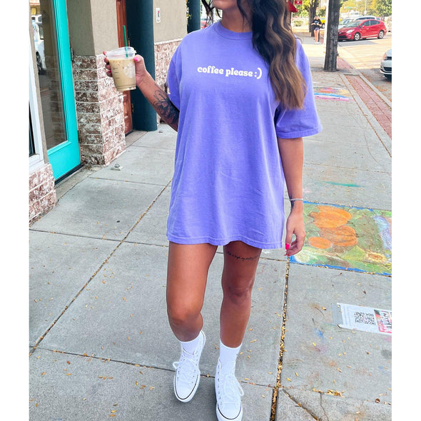 Coffee Please T-Shirt--Painted Lavender