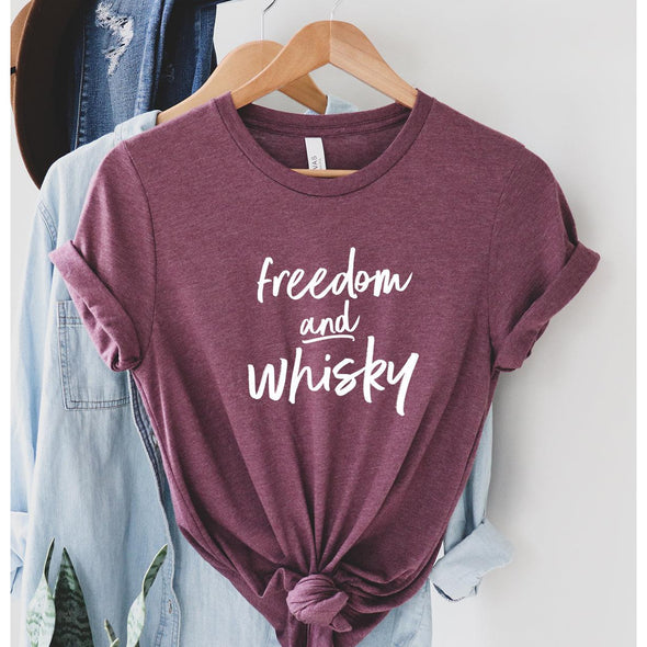 Freedom and Whisky Crew Neck Tee-Painted Lavender