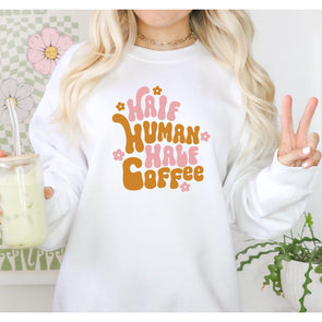 Half Human Half Coffee Graphic Sweatshirt--Painted Lavender