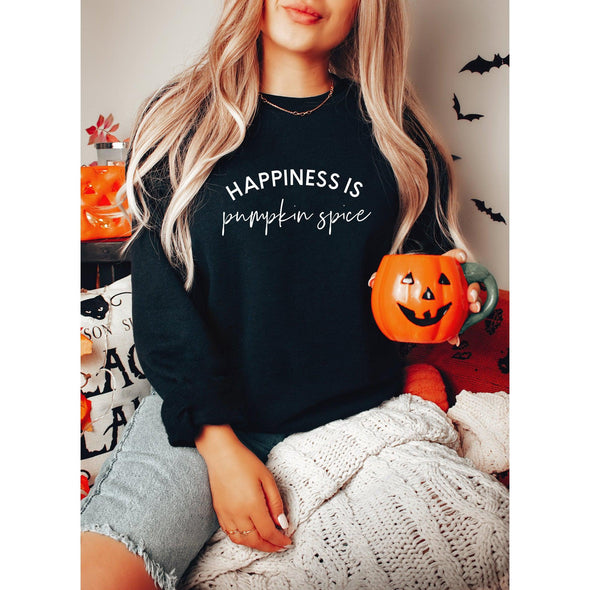 Happiness Is Pumkin Spice Crewneck Sweatshirt--Painted Lavender