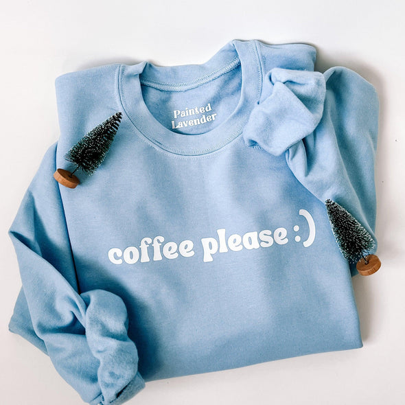Coffee Please Crewneck Sweatshirt--Painted Lavender