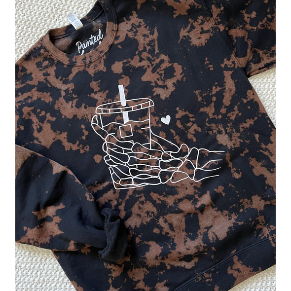 Skeleton Coffee Crewneck Sweatshirt--Painted Lavender