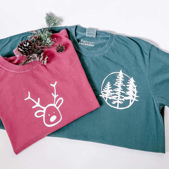 Reindeer Tshirt--Painted Lavender