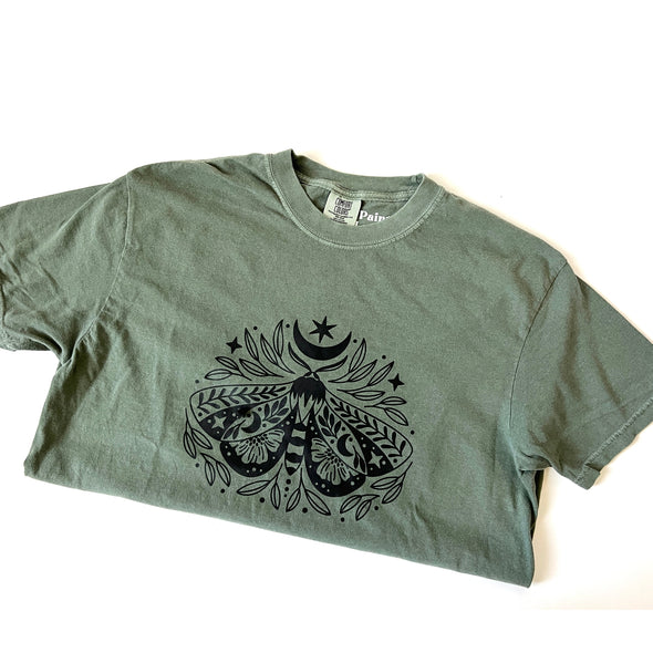 Luna Moth Tee - Moss--Painted Lavender