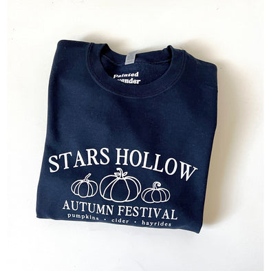 Stars Hollow Autumn Festival Navy Sweatshirt-Shirts & Tops-Painted Lavender