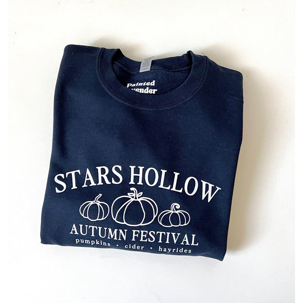 Stars Hollow Autumn Festival Navy Sweatshirt-Shirts & Tops-Painted Lavender