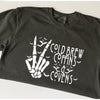 Cold Brew, Coffins and Covens Tee-Painted Lavender