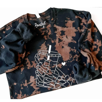 Skeleton Coffee Crewneck Sweatshirt--Painted Lavender