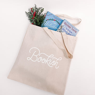Bookish Canvas Tote Bag-Painted Lavender