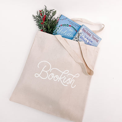 Bookish Canvas Tote Bag--Painted Lavender