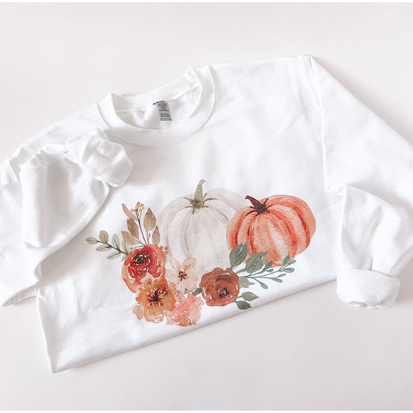 Autumn Watercolor Pumpkins Sweatshirt-Shirts & Tops-Painted Lavender