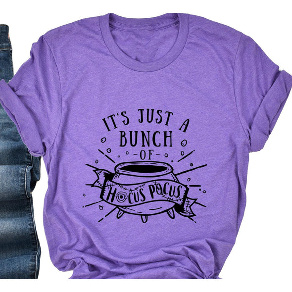 It's Just A Bunch Of Hocus Pocus Crew Neck Tee-Painted Lavender