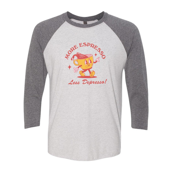 More Espresso Less Depresso Raglan Tee-Painted Lavender