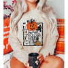 Pumpkin Skeleton Coffee Sweatshirt--Painted Lavender