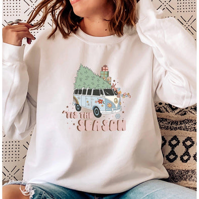 Retro Holiday Van Crewneck Sweatshirt--Painted Lavender