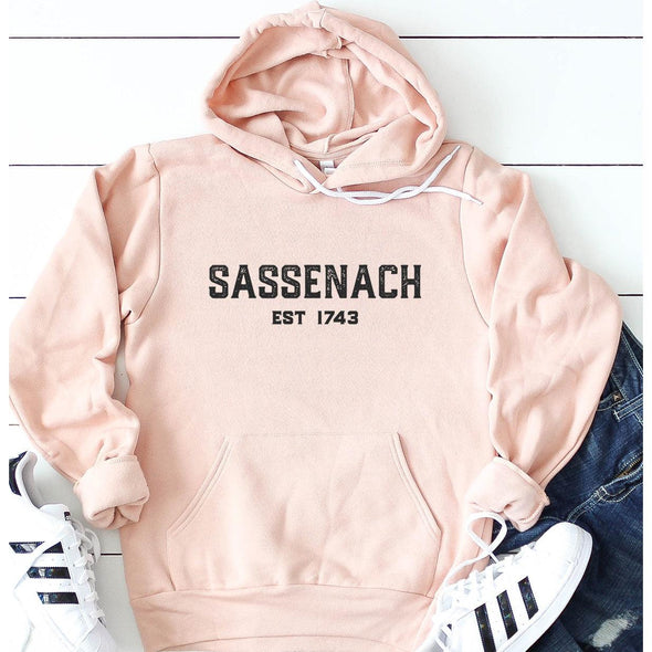 Sassenach Vintage Hoodie, Black Print--Painted Lavender