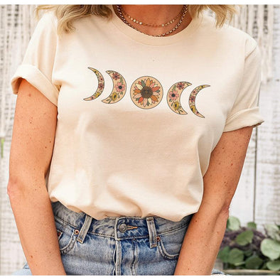 Boho Moon Phase Tee--Painted Lavender