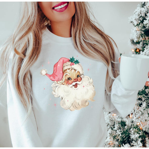 Vintage Santa Crewneck Sweatshirt-Painted Lavender